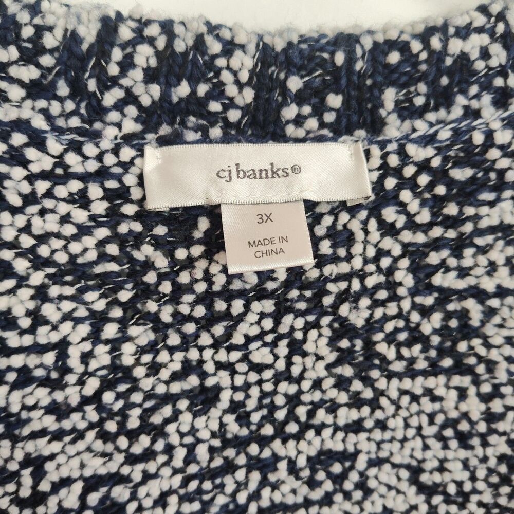 CJ Banks Cardigan Sweater Women's 3X Blue/White Textured One Button Short Sleeve - Picture 5 of 7